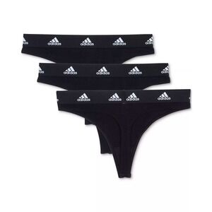 Adidas Woman's 3 Pack Black Active Logo Thongs Panties Size XXL or 2XL